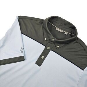 Ashworth Men's Size Medium Blue‎ Gray Short Sleeve Polo Golf Shirt Sleeve Logo
